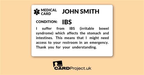 IBS (Irritable bowel syndrome) Mono Medical ID Alert Card   (FRONT)