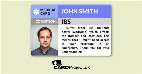 IBS (Irritable Bowel Syndrome) Medical Photo ID Alert Card (FRONT)