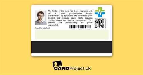 IBS (Irritable Bowel Syndrome) Premium Medical Photo ID Card (REAR)