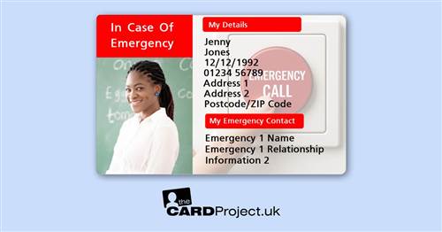 Double Sided ICE Emergency Call Button (FRONT)