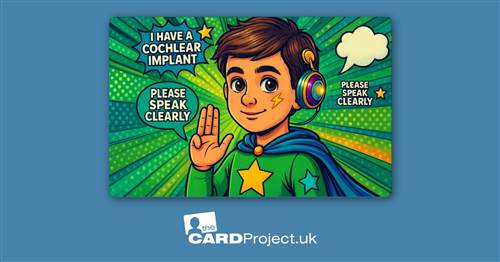 I Have A Cochlear Impant Awareness Card Design for Boys