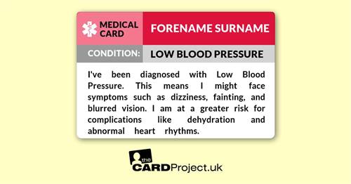 Low Blood Pressure Card  (FRONT)