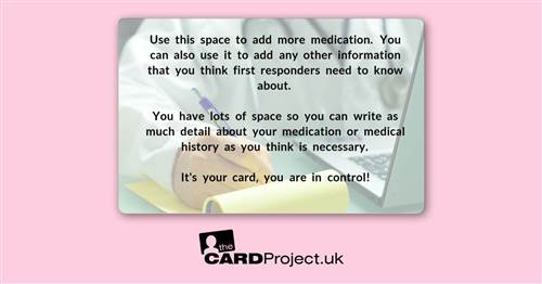 Create Your Own Medicine Alert Card Double (REAR)