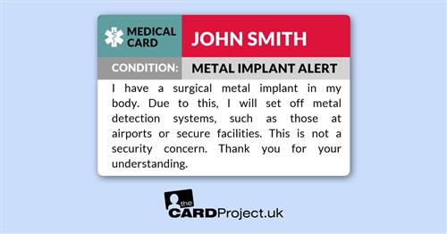 Metal Implant ID Card  (FRONT)