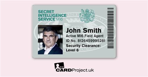 MI6 Secret Service Identification Card, Cosplay, Film and Television Prop (FRONT)