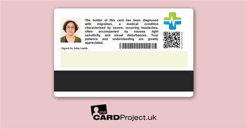 Migraine Premium Photo Medical ID Card (REAR)