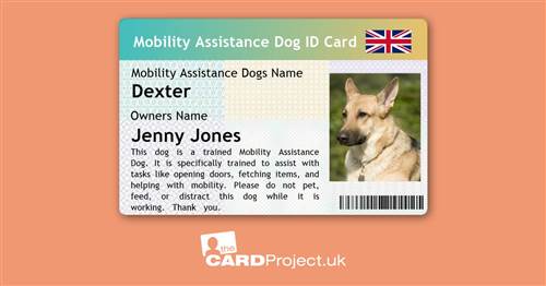 Mobility Assistance Dog ID Card  (FRONT)