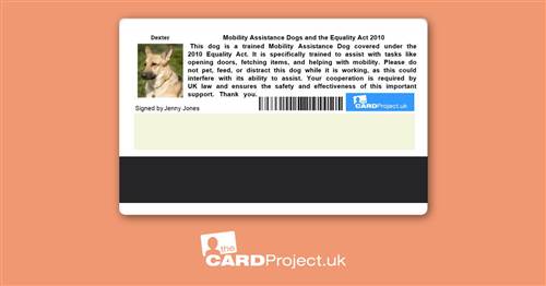 Mobility Assistance Dog ID Card  (REAR)