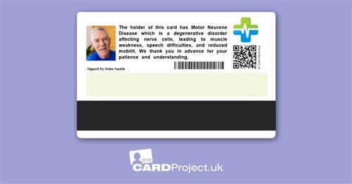 Premium Motor Neurone Disease Medical ID Card (REAR)