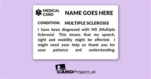 MS (Multiple sclerosis) Mono Awareness Medical ID Card  (FRONT)