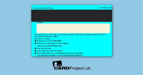 National Insurance Number Card (REAR)