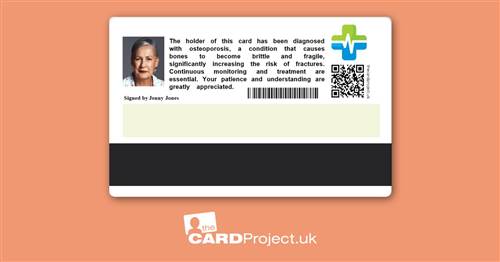 Premium Osteoporosis Medical Photo ID Card (REAR)