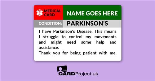 Parkinson's Disease Awareness Medical ID Card  (FRONT)