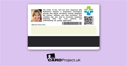 Parkinson's Disease Premium Medical Photo ID Card  (REAR)