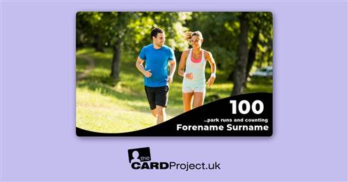 Park Run Number and Barcode Card, 100 Runs and Counting  (FRONT)