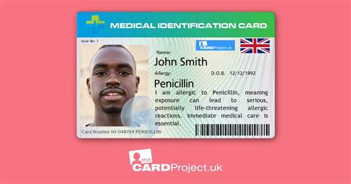 Premium Penicillin Allergy Medical ID Card (FRONT)