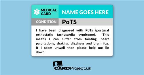 PoTS Awareness Medical ID Alert Card  (FRONT)