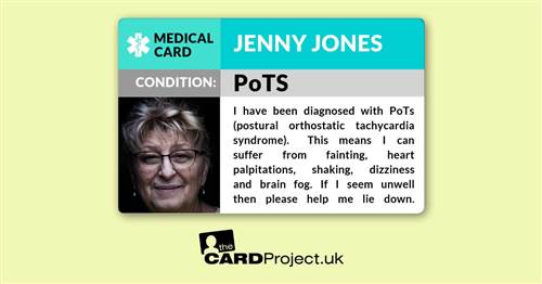 PoTS Awareness Photo Medical ID Alert Card  (FRONT)