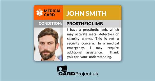 Prosthetic Limb Photo Medical Card (FRONT)