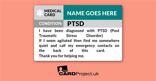 PTSD (Post Traumatic Stress Disorder) Awareness Medical ID Card (FRONT)