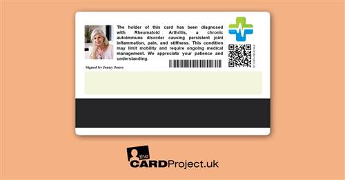 Rheumatoid Arthritis Premium Photo Medical ID Card  (REAR)