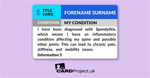 Spondylitis Medical ID Card  (FRONT)