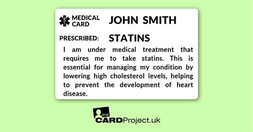 Statin Medicine Alert Mono ID Card  (FRONT)