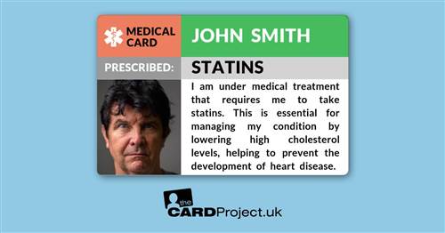 Statin Medicine Alert Photo ID Card (FRONT)