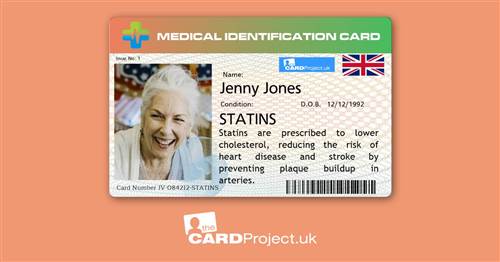 Premium Statin Medicine Alert Photo ID Card