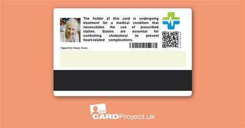 Premium Statin Medicine Alert Photo ID Card (REAR)