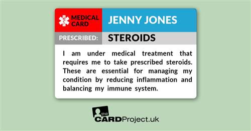 Steroid Therapy Medical ID Card (FRONT)