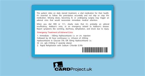 Steroid Therapy Card (REAR)