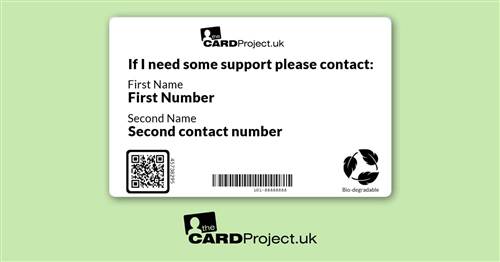 Tourettes Awareness Mono Medical ID Tic Alert Card  (REAR)