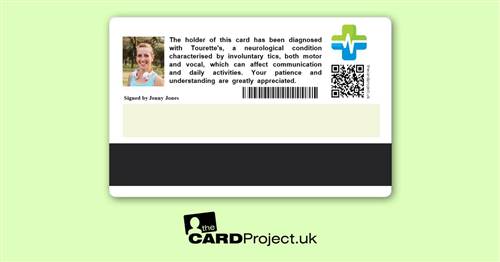 Tourettes Prem Photo Medical ID Card  (REAR)