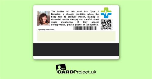 Diabetes Premium Photo Medical ID (type 1)  (REAR)