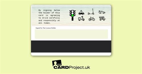 Childs Driving Licence, Double Sided ID Card (REAR)