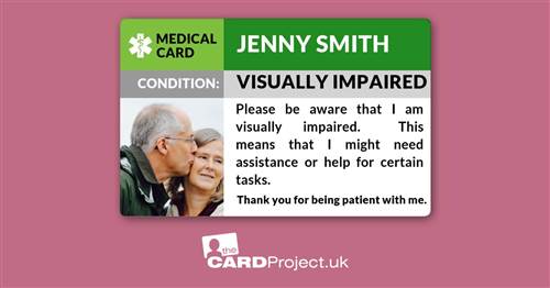 Visually Impaired Awareness Photo Medical ID Alert Card   (FRONT)