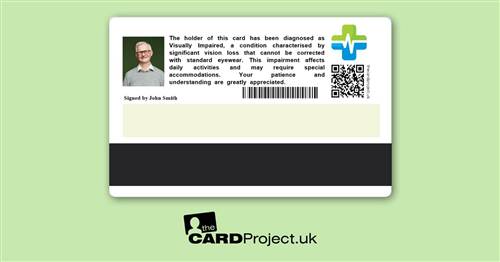 Visually Impaired Premium Photo Medical ID Card  (REAR)