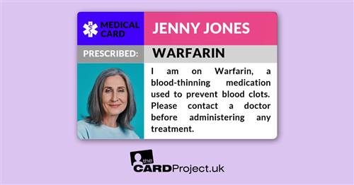 Warfarin Medicine Alert Card (FRONT)