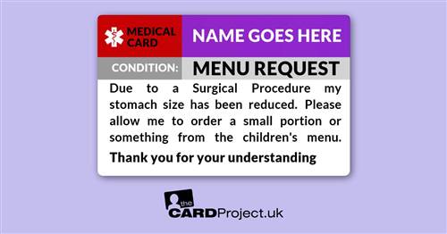 Menu Request Gastric Surgery Card 