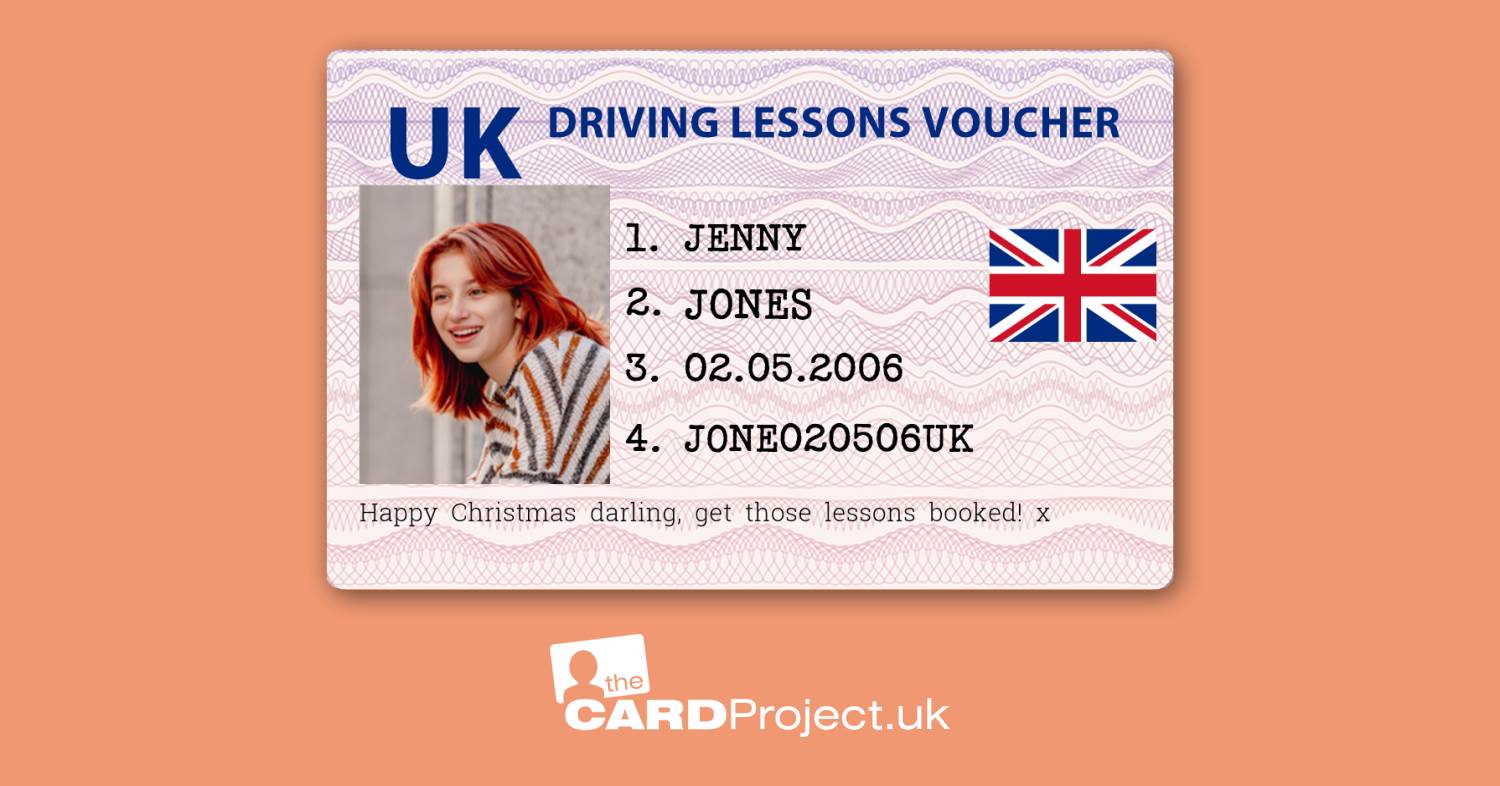Customisable UK Driving Lesson Voucher Card - Personalised Driving ...
