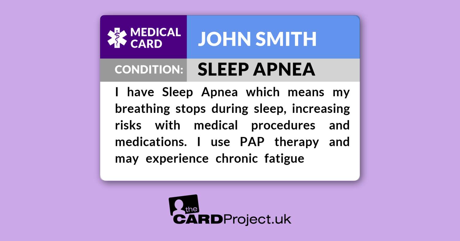 Sleep Card Shell Sleep Apnoea medical card, sleep apnoea ID, hidden condition card, PAP ...