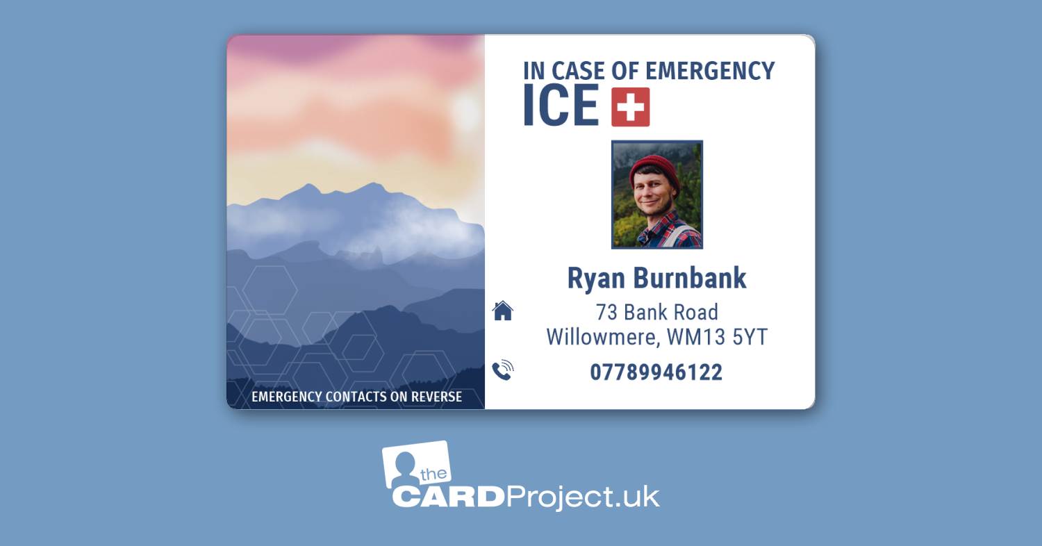 Ice Defense Card Mountain Horizon ICE card, ICE Photo ID card, In Case of Emergency card ...